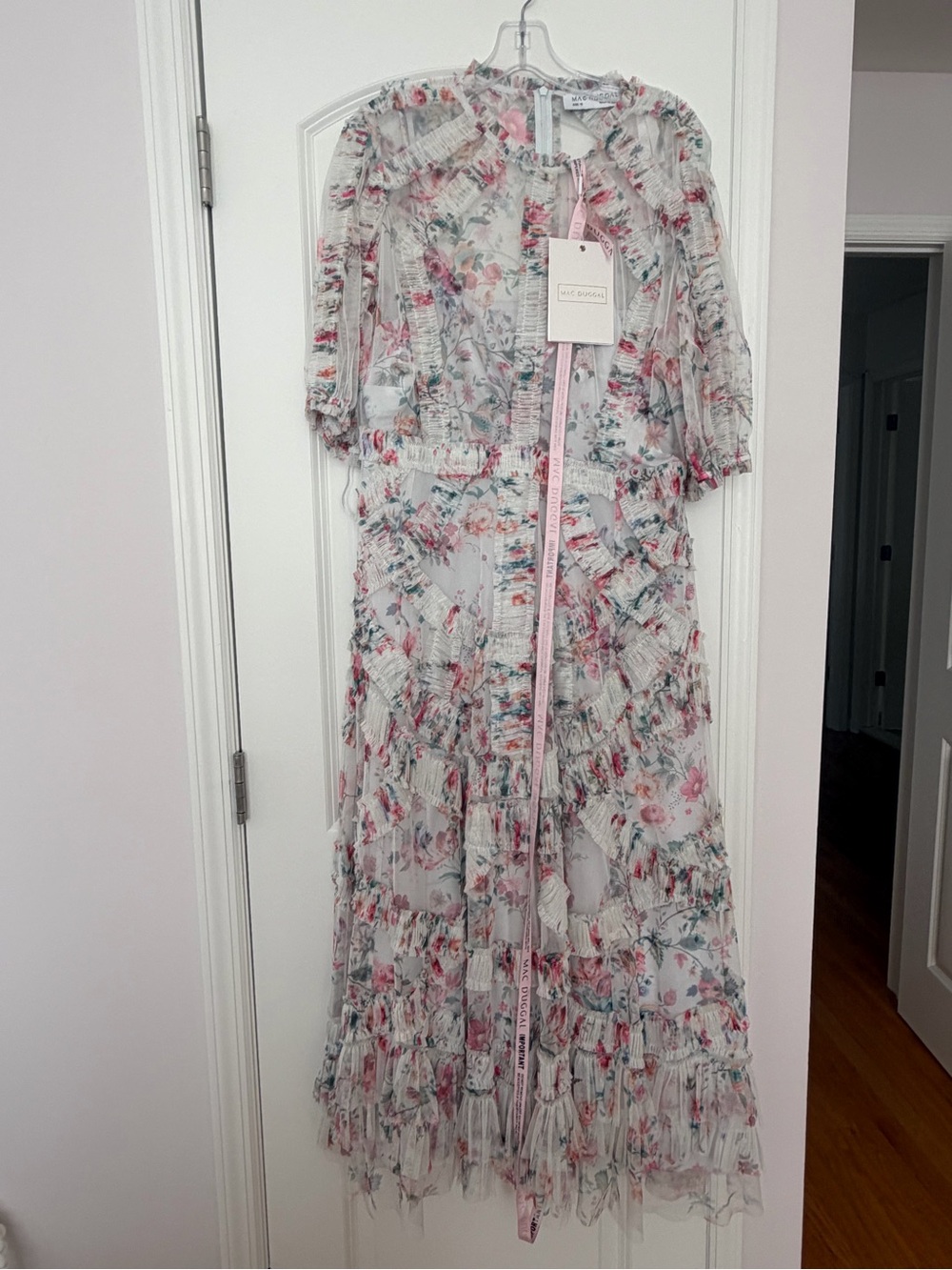 NWT Mac Duggal Midi Tiered Ruffle Dress